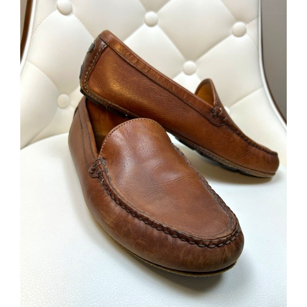 VTG 90s Allen Edmonds Castine Driving Loafers Shoes Brown Leather Slip On Size 9